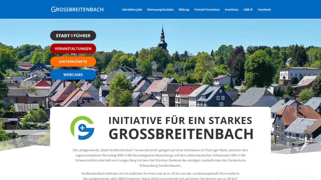 Startseite der Initiative für ein starkes Großbreitenbach zur Regionalentwicklung und Standortförderung im Thüringer Wald